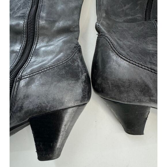 Vintage Y2K Born Black Soft Leather Zip Heeled Riding Boots Womens Sz 7.5 - Picture 6 of 12